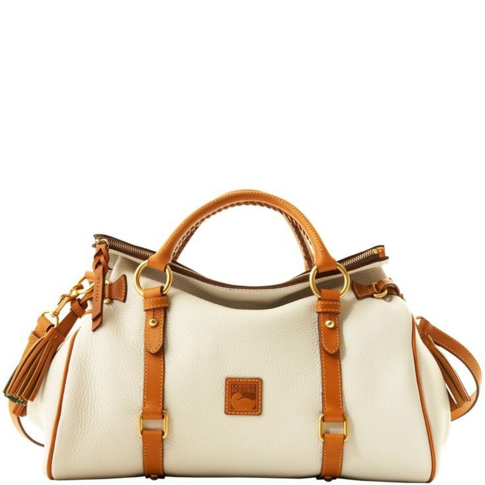 Dooney & Bourke Pebble Leather Large Satchel in Summer White